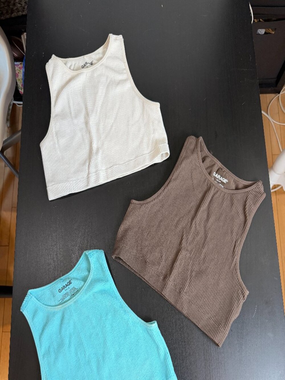 Set of 3 Garage High Neck Ribbed Tank Top Cropped Tops Size XS